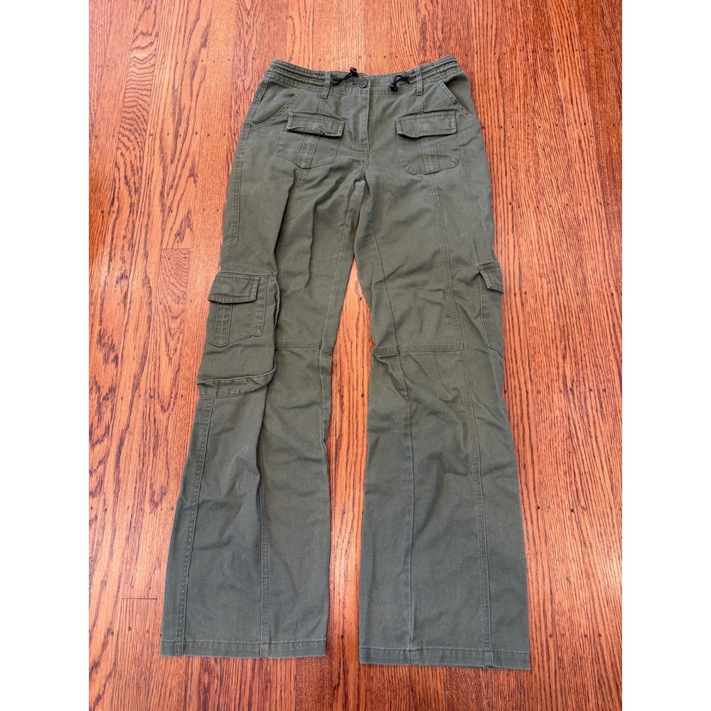 Brandy Melville Olive Green Cargo Flare Pants Y2K Utility Wide Leg
